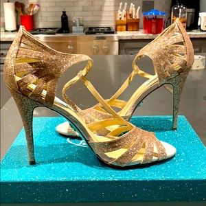 glittery gold prom heels
